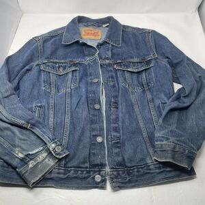 Levi's Original Trucker Denim Jacket Distressed Vintage Wash Unisex Fit Size M